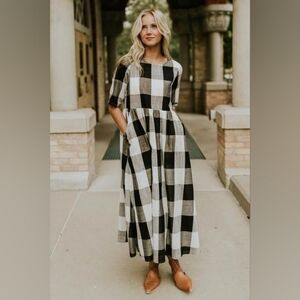 Plaid Black and White Women's Dress